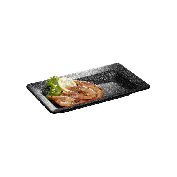 APS GN 1/4 Tablett -FROSTFIRE- 26,5 x 16,2 cm, H: 3 cm Aluminium, schwarz / silber
