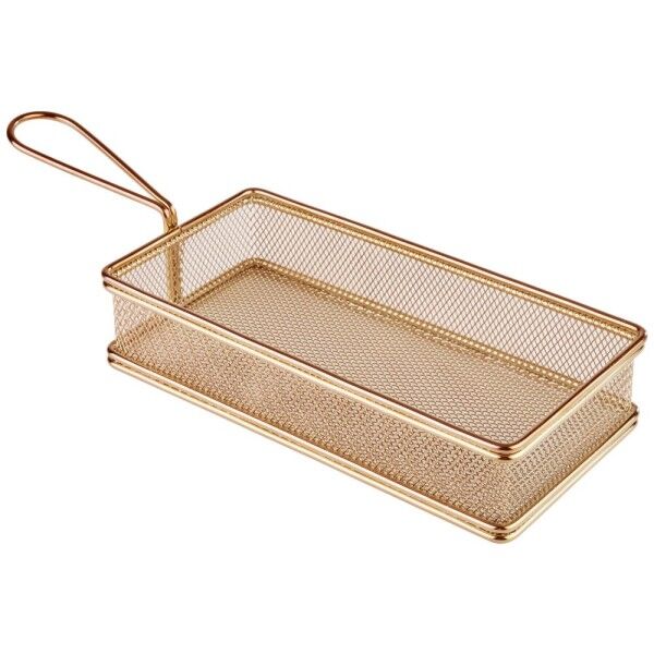 APS Servier-Frittierkorb, 21,5 x 10,5 cm, H 4,5 cm, Gold-Look, Griff 9,5cm